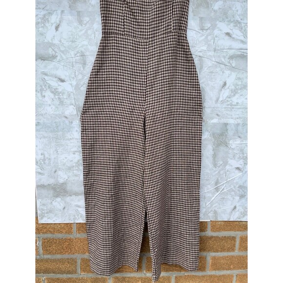 Reformation Overland Linen Jumpsuit In Tartine Check (Brown/Tan Checkered) sz2 - Picture 6 of 13